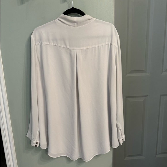 Tie Neck Blouse with Floral Embroidered Detail in the color Smoke - Picture 6 of 7